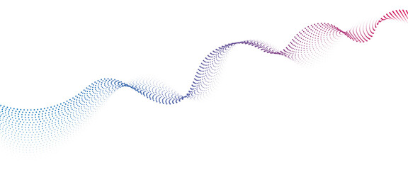 Flowing Dot Wave halftone gradient pattern on transparent background	
