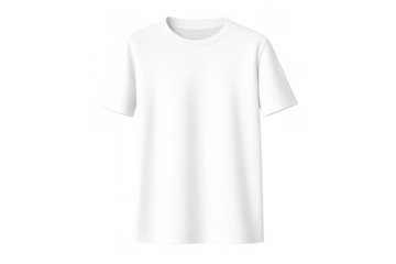 White t-shirt blank mockup for custom design presentation, casual apparel template with short sleeves, transparent background