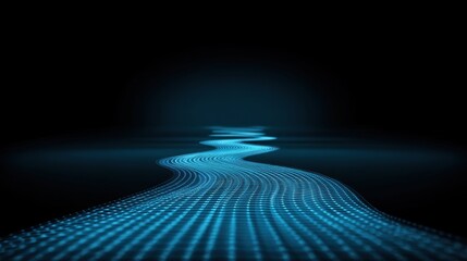 Glowing Blue Wave Pattern on a Dark Background Representing Technology and Data Flow in a Futuristic Design Aesthetic for Digital Art Projects