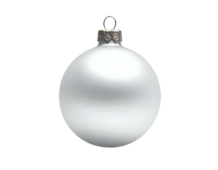 Matte silver sphere ornament with silver cap and loop