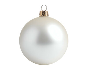 A single, matte white spherical ornament with a gold cap