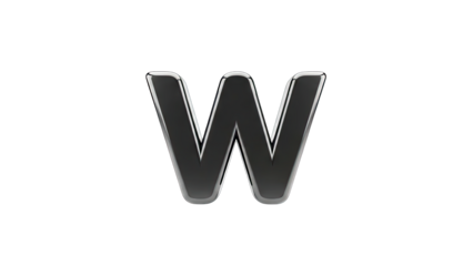 Shiny Metallic Letter W Isolated on White Background