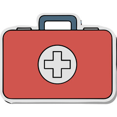 Fototapeta premium Red First Aid Kit Icon with Medical Cross