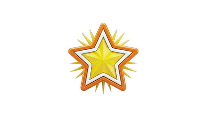 Obraz premium 3D Star Icon with Orange Border and Rays on White Background