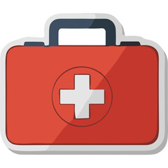Obraz premium Red First Aid Kit Icon with White Cross - Medical Emergency Symbol