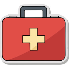 Obraz premium Red First Aid Kit Icon with Yellow Cross