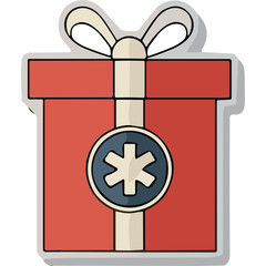 Obraz premium Red Gift Box with Medical Star of Life Symbol