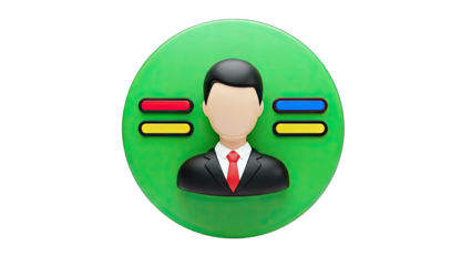 Businessman Icon with Equality Symbol on Green Circle