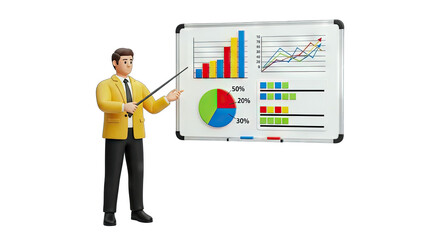 Fototapeta premium Businessman Presenting Charts on Whiteboard