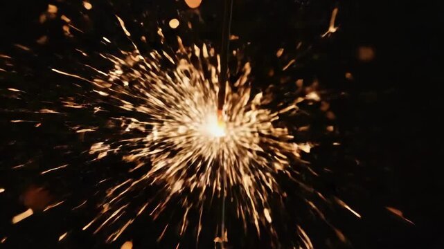 Dynamic Sparkler Fireworks Burst Sequence Captured in Rapid Succession