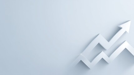 Abstract design of three-dimensional arrows symbolizing growth and progress against a minimalistic light background, ideal for business and finance themes