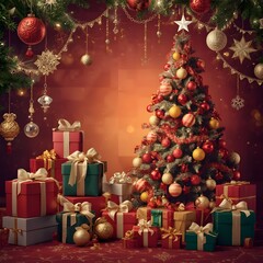 Christmas decoration with beautiful gifts