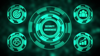 Cyber Security Awareness Concept with Glowing Green Interface and Radial technology digital - Powered by Adobe