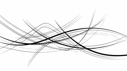 Black Abstract Lines on White Background.