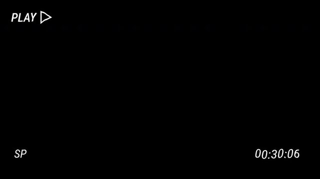 Retro VHS tape playing with timestamp and play symbol, classic video recording aesthetic, 4K Video