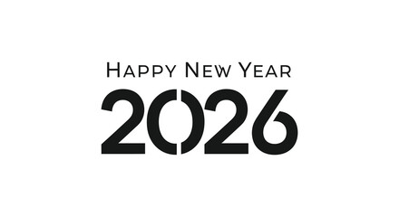 A simple graphic design displaying the text happy new year 2026 in a modern style