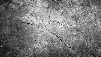 Grungy cracked concrete surface texture in monochrome style for abstract background
