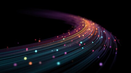 Colorful Light Trails on a Black Background, Creating a Dynamic and Vibrant Abstract Pattern of Energy and Movement