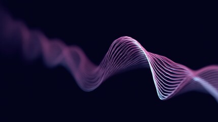 Obraz premium Abstract wave pattern in vibrant pink and blue colors against a dark background showcasing flowing lines and dynamic energy in a modern style