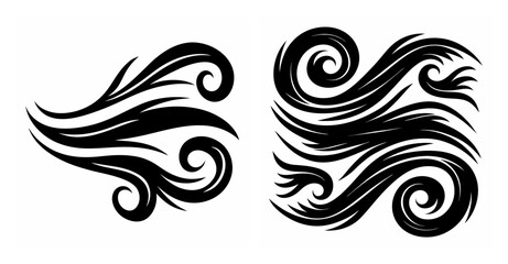 Fototapeta premium Dynamic black swirls representing flowing wind and energy in abstract artistic style