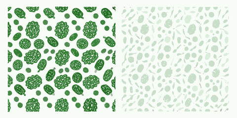 Green botanical patterns a split design featuring dense and sparse foliage © Partha