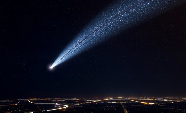 Neowise comet c/2020 f3 (neowise) on starry sky meteor abstract background meteor galaxy space background sky universe star astronomy cosmos