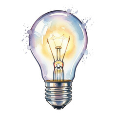 Illuminated light bulb isolated on white background