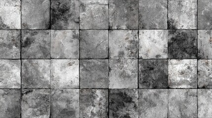 Weathered grey square tiles pattern showcasing a distressed and grunge texture for backgrounds