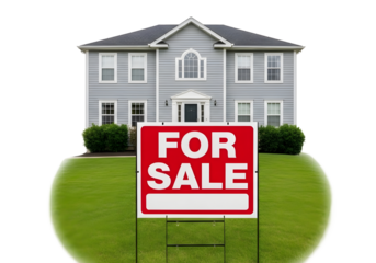 house with for sale sign isolated on transparent background