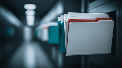Organized File Folders Showcase Data Management and Information Storage within a digital, professional, and well-organized data center.