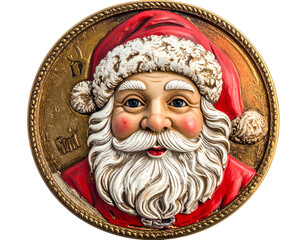 Festive Santa Claus circular relief ornament with warm colors