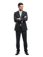 Confident businessman standing with arms crossed isolated on transparent background