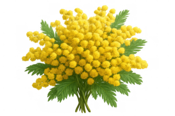 Mimosa bouquet representing spring, march 8 international women's day, yellow flowers, and delicate acacia blossoms