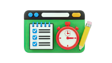 Checklist, Stopwatch, and Pencil: Time Management Concept