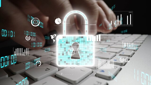 A captivating image showcasing a digital lock symbol superimposed over a computer keyboard. This visual emphasizes concepts of cyber security, data protection, and online safety trends. Xenic - Powered by Adobe