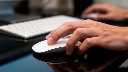 Person using computer mouse