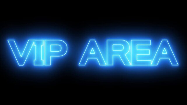 flickering neon VIP AREA text animation. ideal for exclusive events, nightclubs, and premium lounges, concepts, ideas. Animated VIP AREA neon sign.