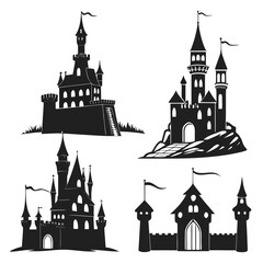 Obraz premium Collection of castle silhouettes