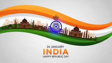 Vibrant India Republic Day celebration with iconic landmarks