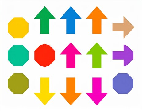 Colorful Geometric Shapes and Arrows - A Vibrant Visual Composition.