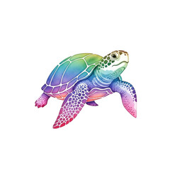 Fototapeta premium Colorful sea turtle illustration isolated on white background