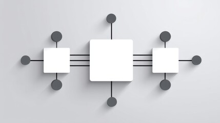 Abstract geometric design with squares and circles on gray background for modern concept visualization and communication in digital art or technology themes