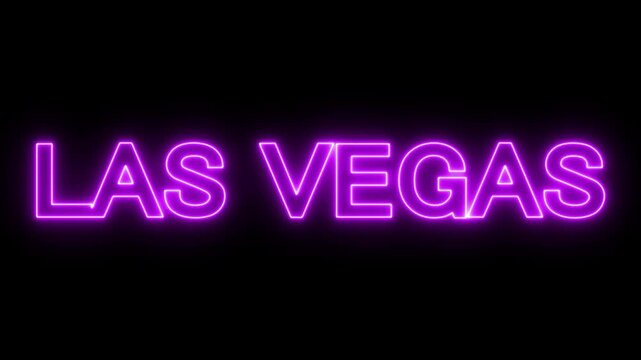 Animated Las Vegas Neon Sign. flickering neon las vegas text animation.