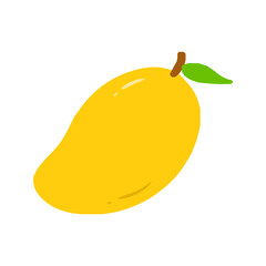 Cute Hand-Drawn Yellow Mango Illustration, Minimalist Tropical Fruit