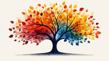 Colorful autumn tree illustration.
