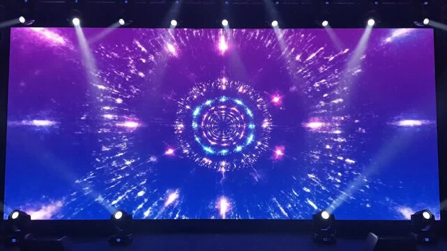 P220-Bright purple and blue gradient disco background. Disco party lights glowing motion. Flicker wall li 4K 10s