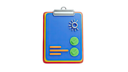 Clipboard with Checkmarks and Sun Icon - Success Concept