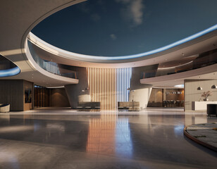 Abstract Luxury Interior with Futuristic Light Installation