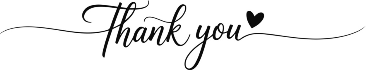 Thank you script text isolated on transparent background