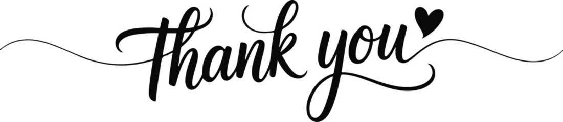 Thank you script font isolated on transparent background